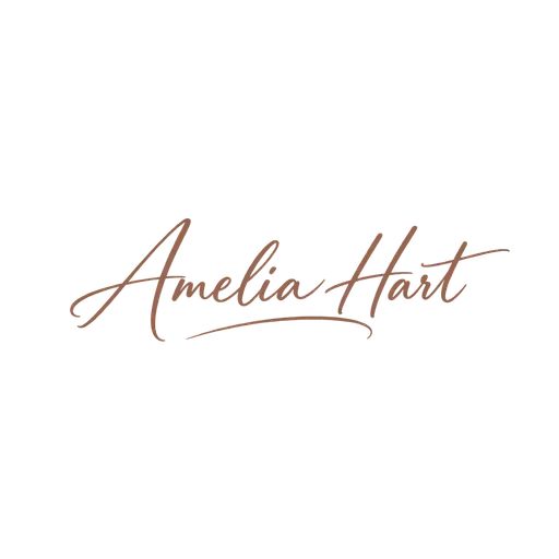 Signature AI logo for Amelia Hart, a photography studio: the name in flowing brown handwriting with a long underline flourish