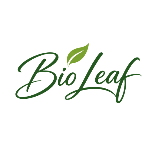 Signature AI logo for Bio Leaf: green handwritten script with a small leaf above the letters