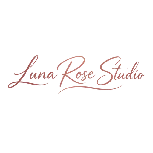 Signature AI logo for Luna Rose Studio, a beauty salon: the name in delicate dusty-rose script