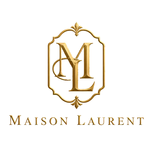 Luxury gold monogram AI logo for Maison Laurent, a fashion brand: interlocked M and L in an ornamental gold frame