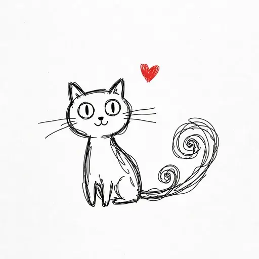 Hand-drawn scribble cat logo for a pet care brand