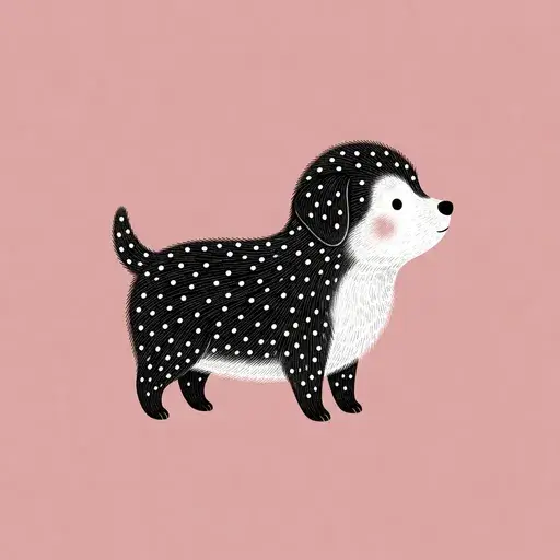 Scandinavian folk-art dog logo for Polka pup pet shop