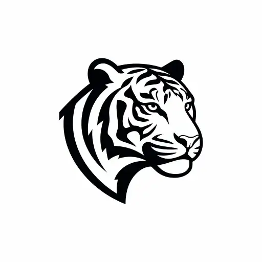 Minimalist tiger head logo for a sports club