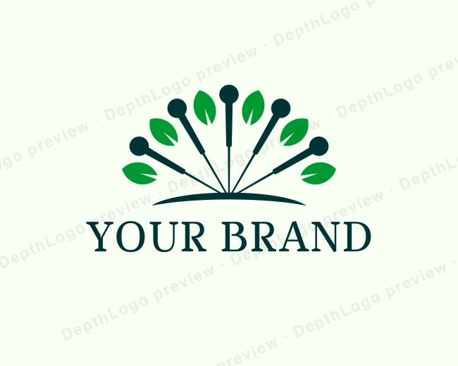 Acupuncture Needle Leaves logo template for Your Brand