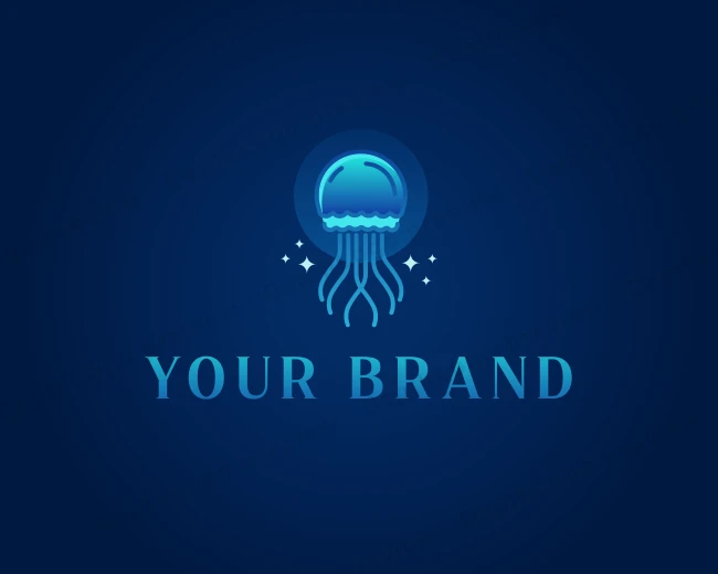 Aquarium Marine Jellyfish logo template for Your Brand