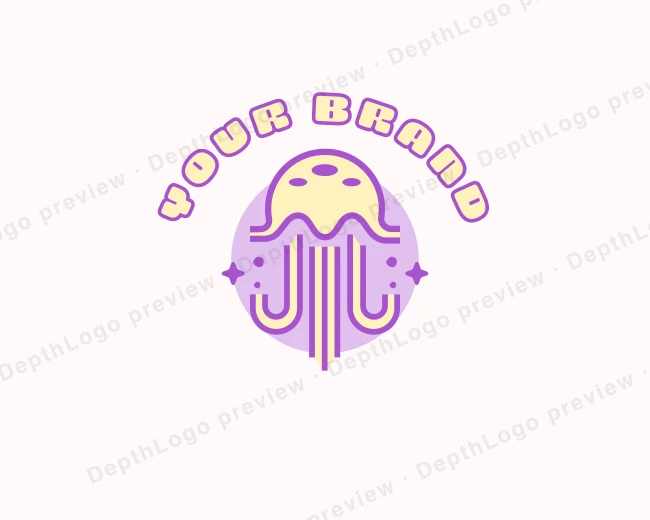 Aquarium Sparkle Jellyfish logo template for Your Brand