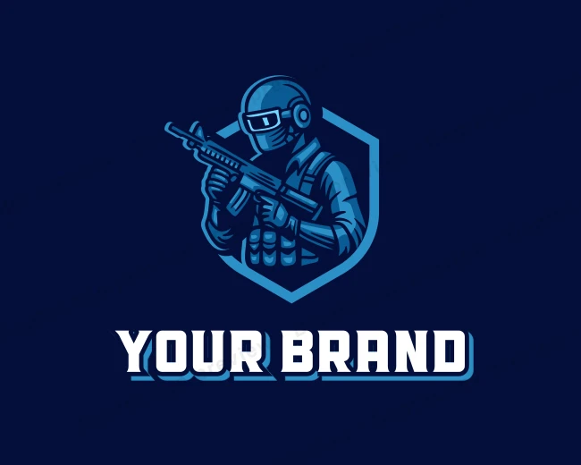 Army Gun Shooter logo template for Your Brand