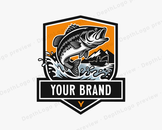 Bass Fishing Fishery logo template for Your Brand