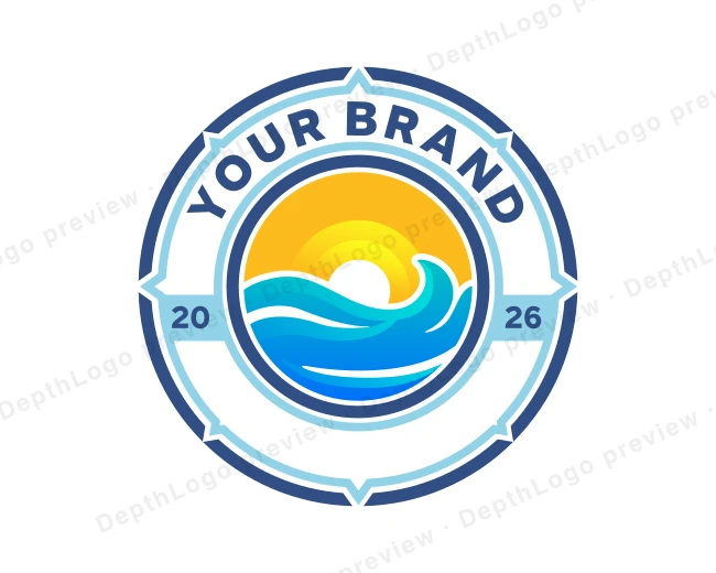 Beach Compass Ocean logo template for Your Brand