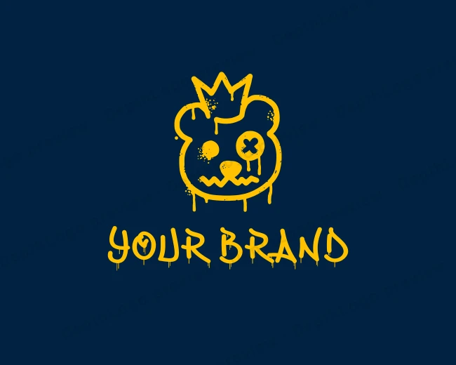 Bear Crown Graffiti logo template for Your Brand