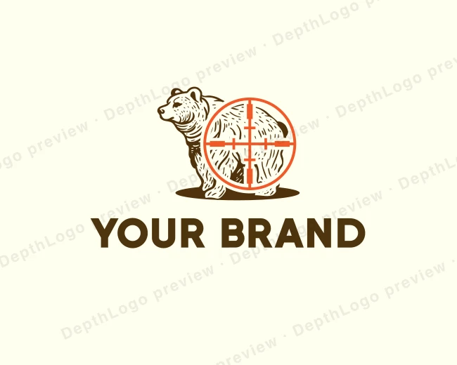 Bear Hunting Crosshair logo template for Your Brand