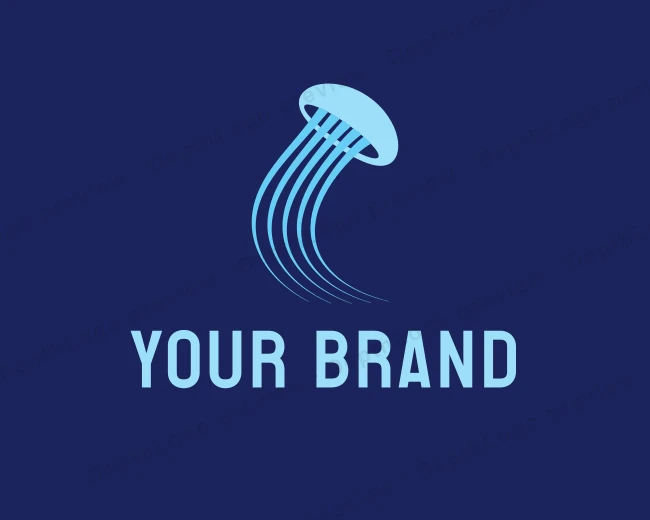 Blue Jellyfish Swim logo template for Your Brand
