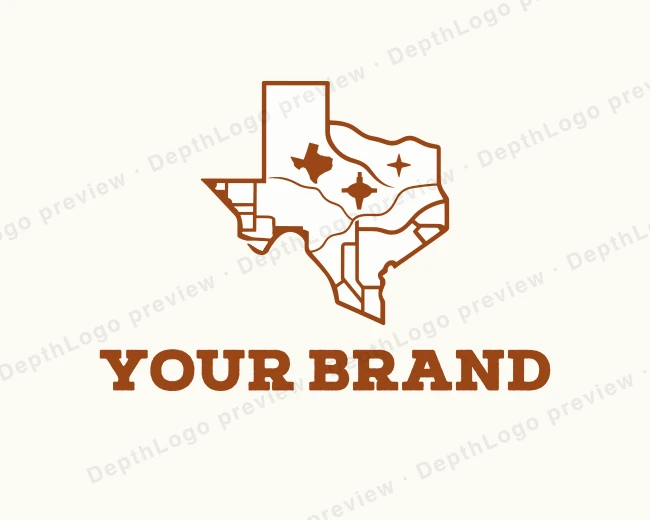 Brown Texas Map logo template for Your Brand