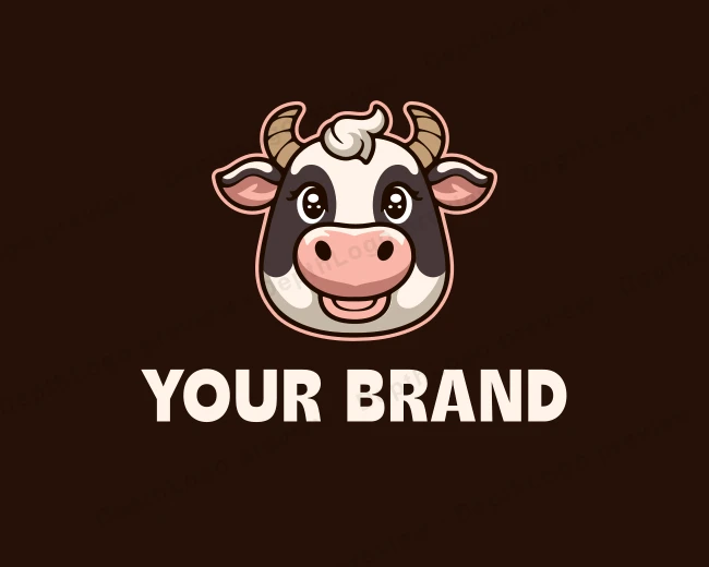 Cartoon Dairy Cattle logo template for Your Brand
