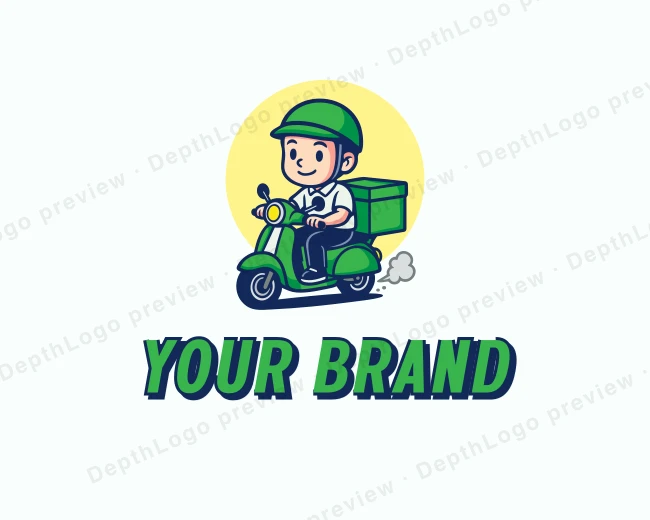 Cartoon Delivery Rider logo template for Your Brand