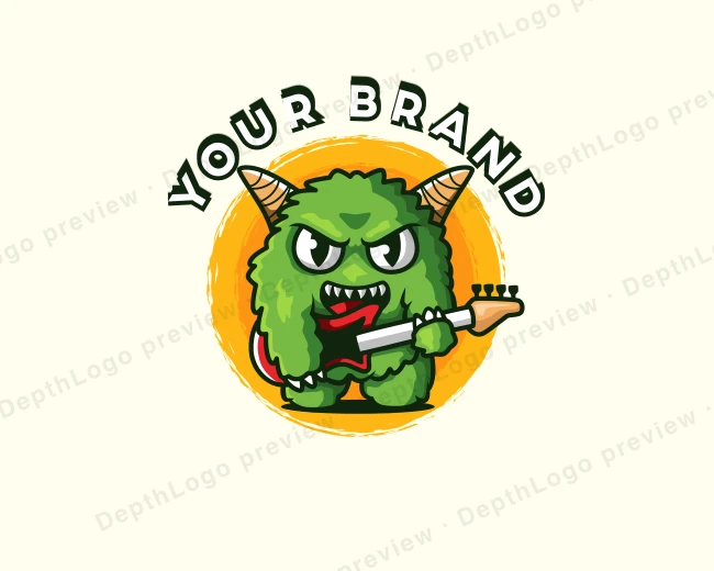 Cartoon Monster Guitar logo template for Your Brand
