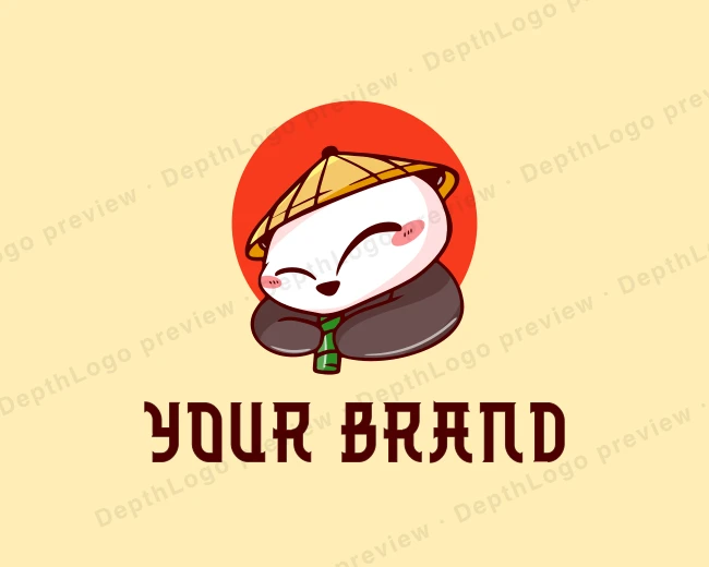 Cartoon Panda Bamboo logo template for Your Brand