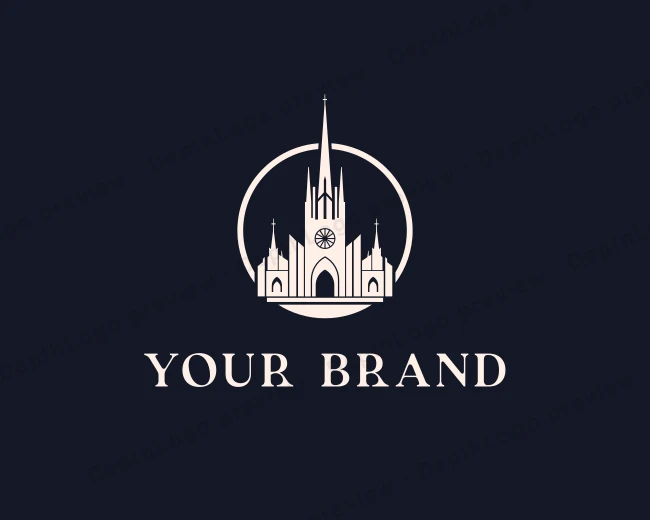 Cathedral Church Architecture logo template for Your Brand