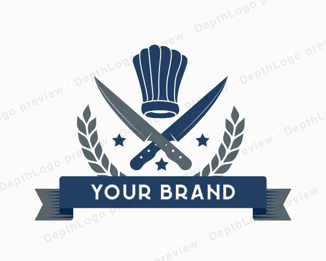 Chef Toque Knife Eatery logo template for Your Brand