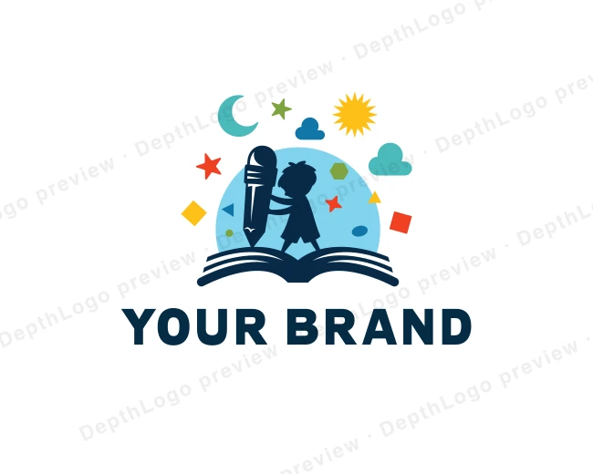 Child Book Pencil logo template for Your Brand