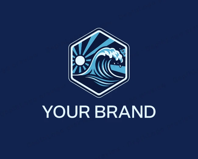 Coastal Ocean Wave logo template for Your Brand