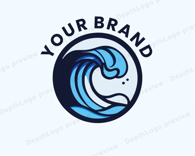 Coastal Surfing Wave Ocean logo template for Your Brand