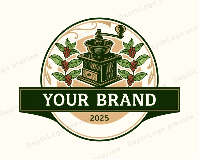 Coffee Grinder Cafe logo template for Your Brand