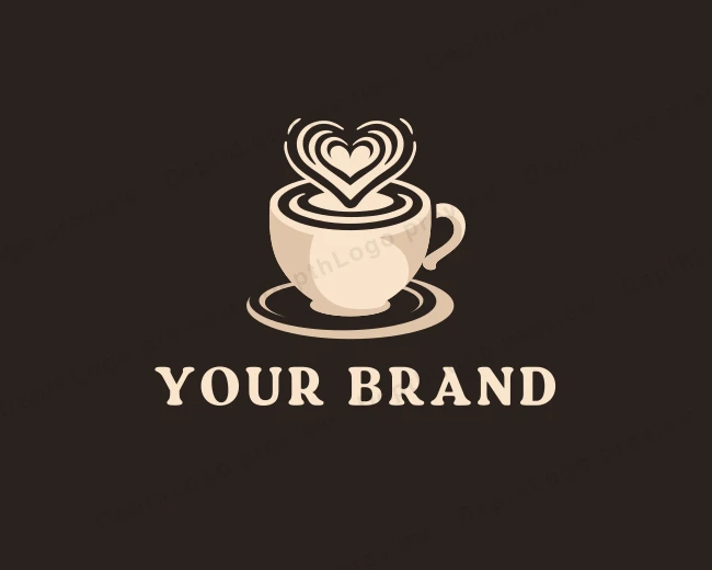 Coffee Heart Latte logo template for Your Brand