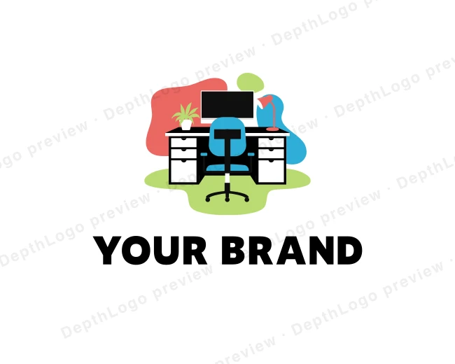 Computer Office Workspace logo template for Your Brand