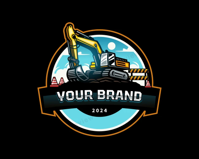 Construction Heavy Equipment Excavator logo template for Your Brand