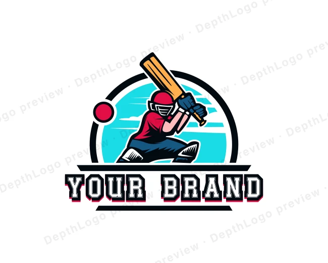 Cricket Batsman Ball logo template for Your Brand