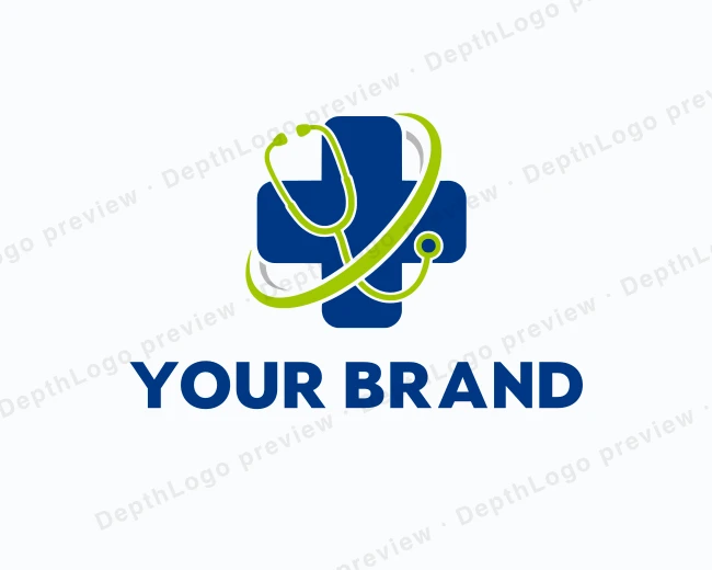 Cross Stethoscope Hospital logo template for Your Brand