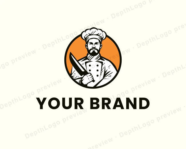 Culinary Butcher Knife logo template for Your Brand