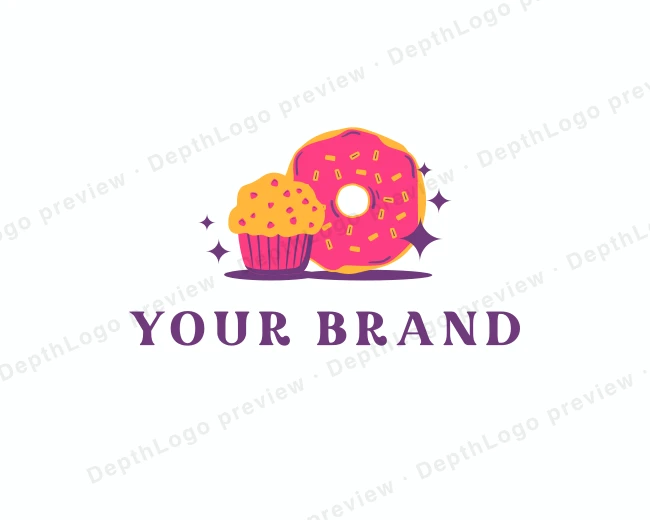 Cupcake Donut Desserts logo template for Your Brand
