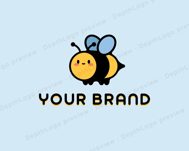 Cute Cartoon Bee logo template for Your Brand