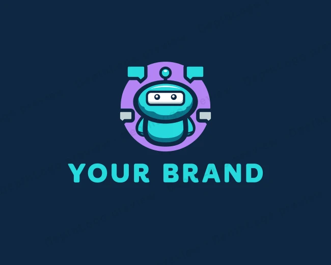 Cute Robot Messaging logo template for Your Brand