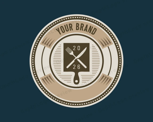 Cutlery Restaurant Catering logo template for Your Brand