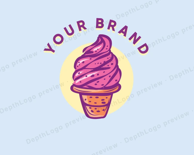 Dairy Strawberry Ice Cream logo template for Your Brand