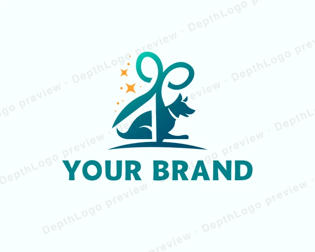 Dog Pet Grooming Scissors logo template for Your Brand