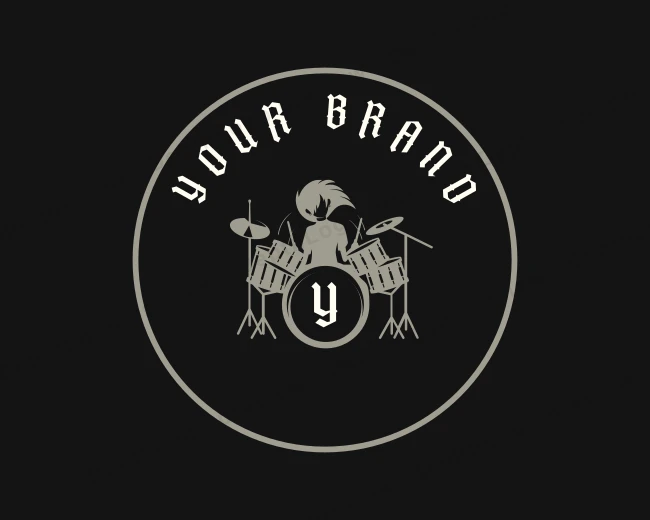 Drummer Rock Band logo template for Your Brand