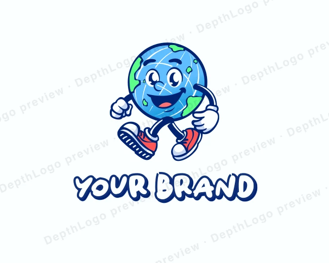 Earth Globe Cartoon logo template for Your Brand