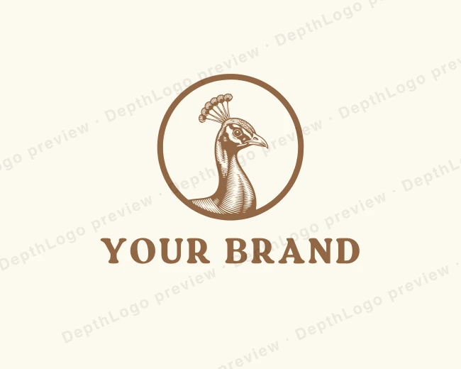 Elegant Peahen Bird logo template for Your Brand