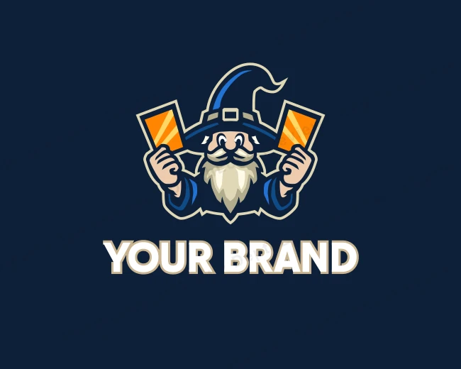 Fantasy Wizard Cartoon logo template for Your Brand