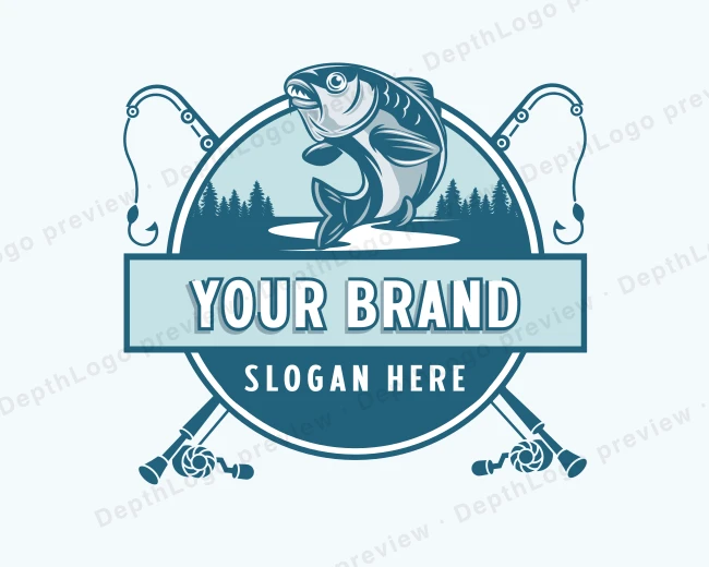 Fishing Rod Fish logo template for Your Brand
