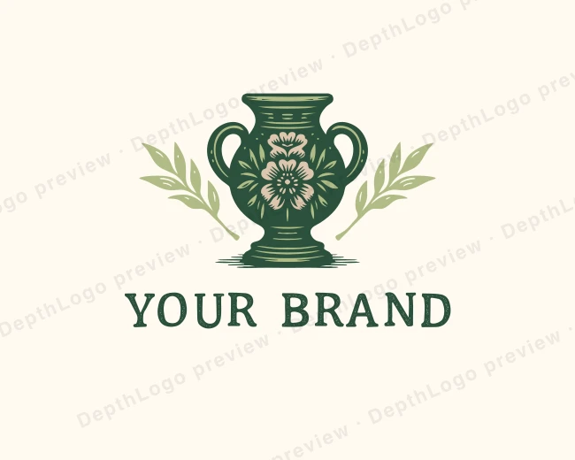 Floral Pottery Wreath logo template for Your Brand