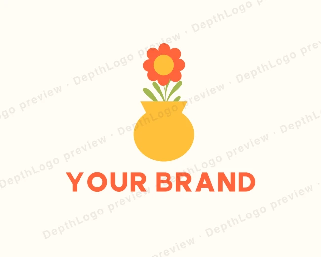 Flower Pot Plant logo template for Your Brand
