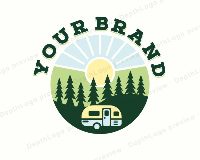 Forest Camping Trailer logo template for Your Brand