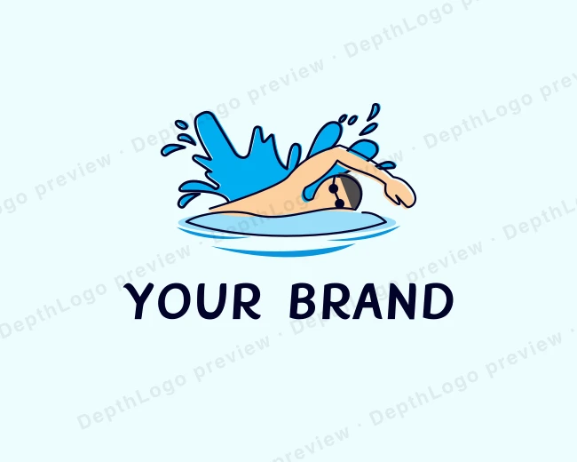 Freestyle Swimmer Swimming logo template for Your Brand