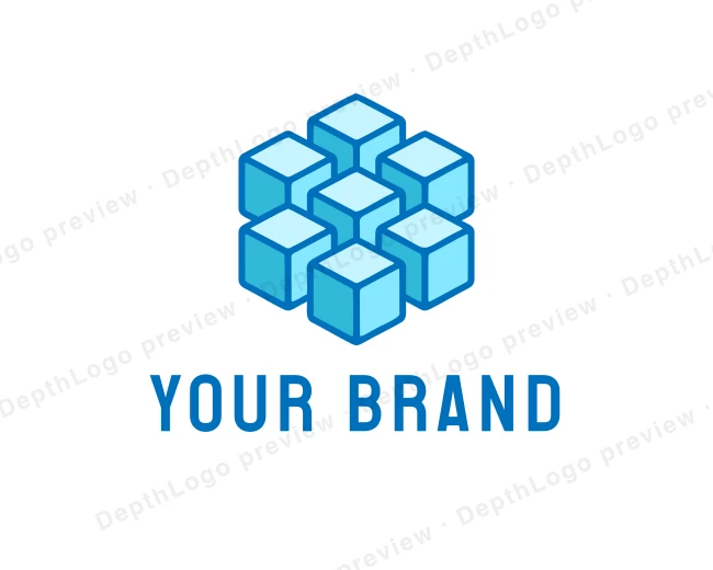 Geometric Cube Blockchain logo template for Your Brand