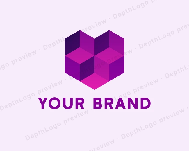 Geometric Cube Heart logo template for Your Brand